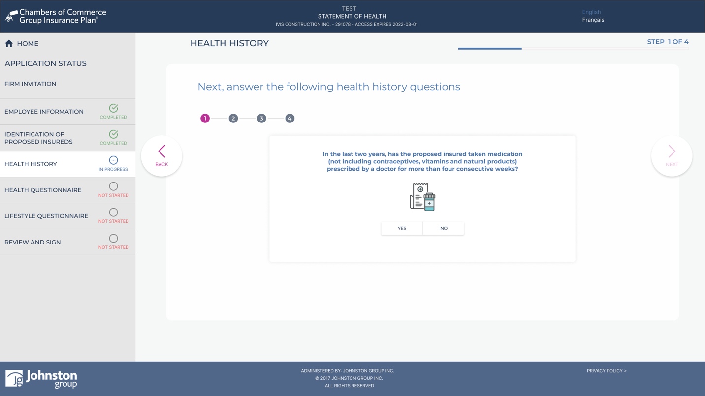 Health history page