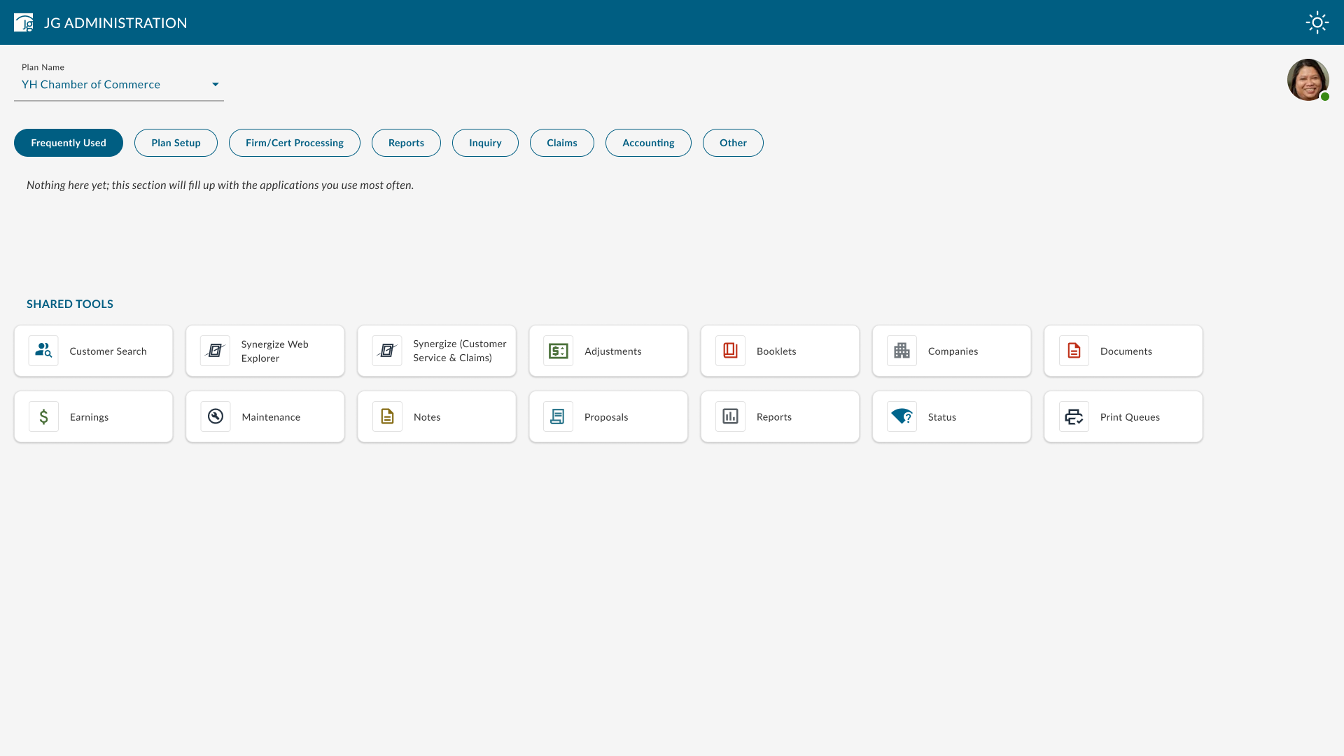 JG Admin plan setup