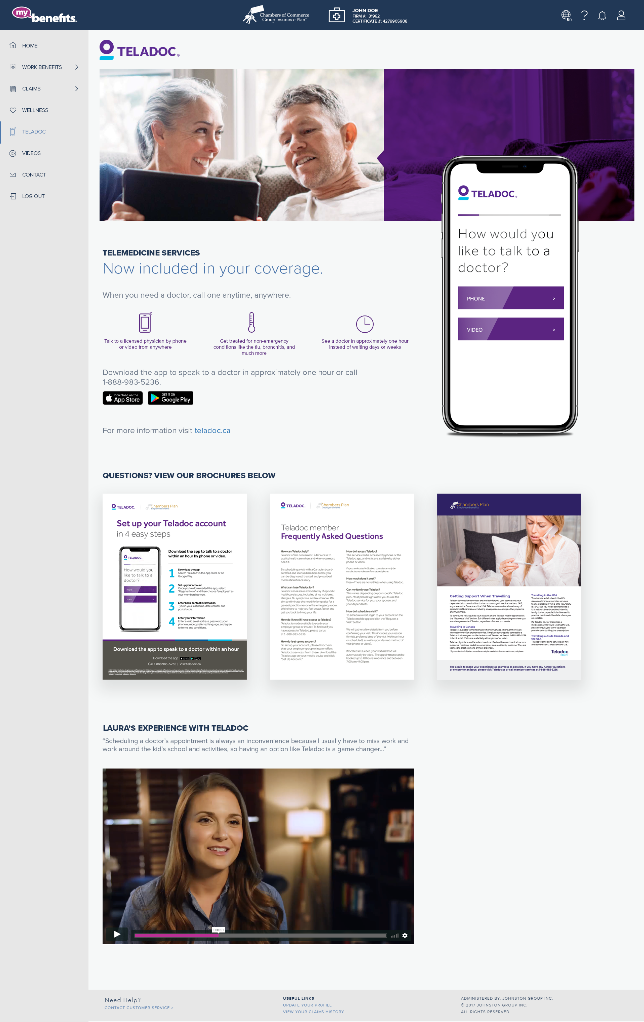 Previous Teladoc provider page with dense content