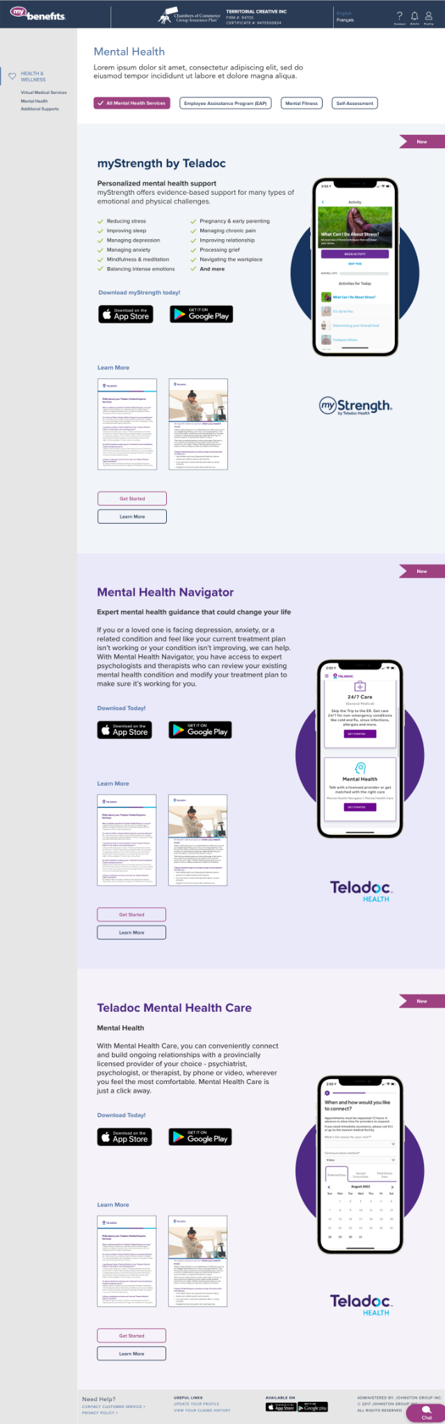 Enhanced mental health provider sections on desktop
